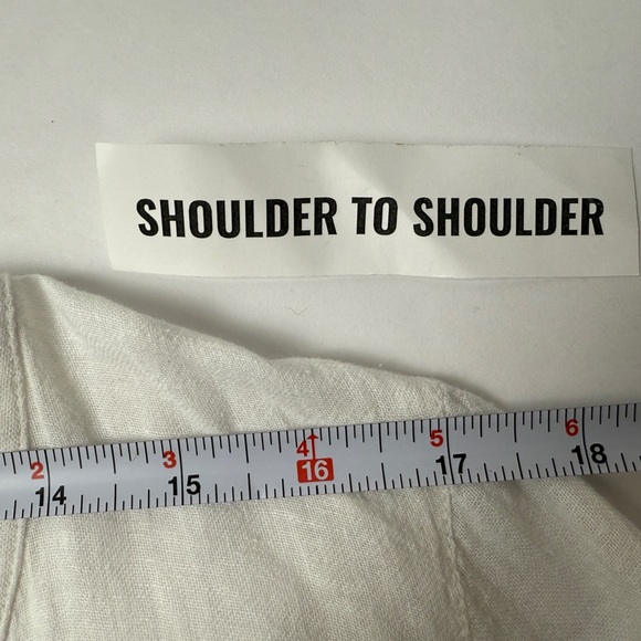 J. JILL Linen Blend Large White Blue Striped Pleated Tunic Top Coastal Beach - Picture 10 of 12